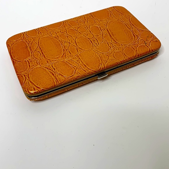Vintage Burnt Orange Snap Weatherproof Wallet Clutch | Money Card Change Holder - Picture 2 of 11